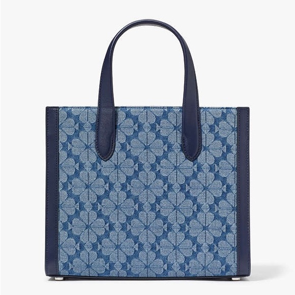 ♠️kate spade Manhattan Spade Flower Jacquard Denim Small Tote, Blue NWT - Picture 8 of 11